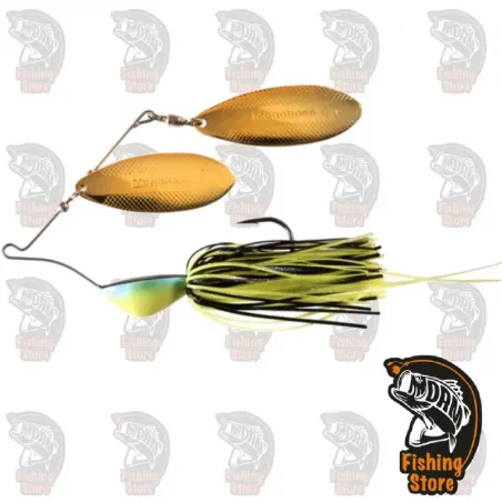 Spinnerbait pesca black bass Megabass V-Flat Power Bomb  Madrid DRM
