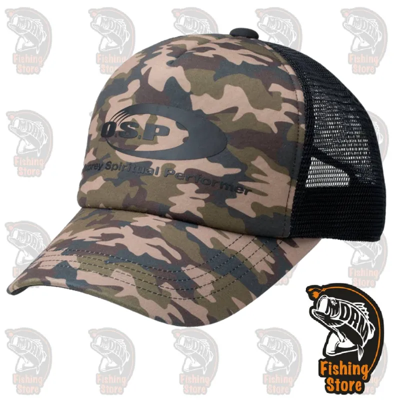 Gorra Exclusiva de pesca O.S.P. Logo Mesh Cap Woodand Camo tienda DRM