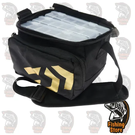 Bolsa pesca Daiwa organizador señuelos Daiwa Black Gold mochila spinning